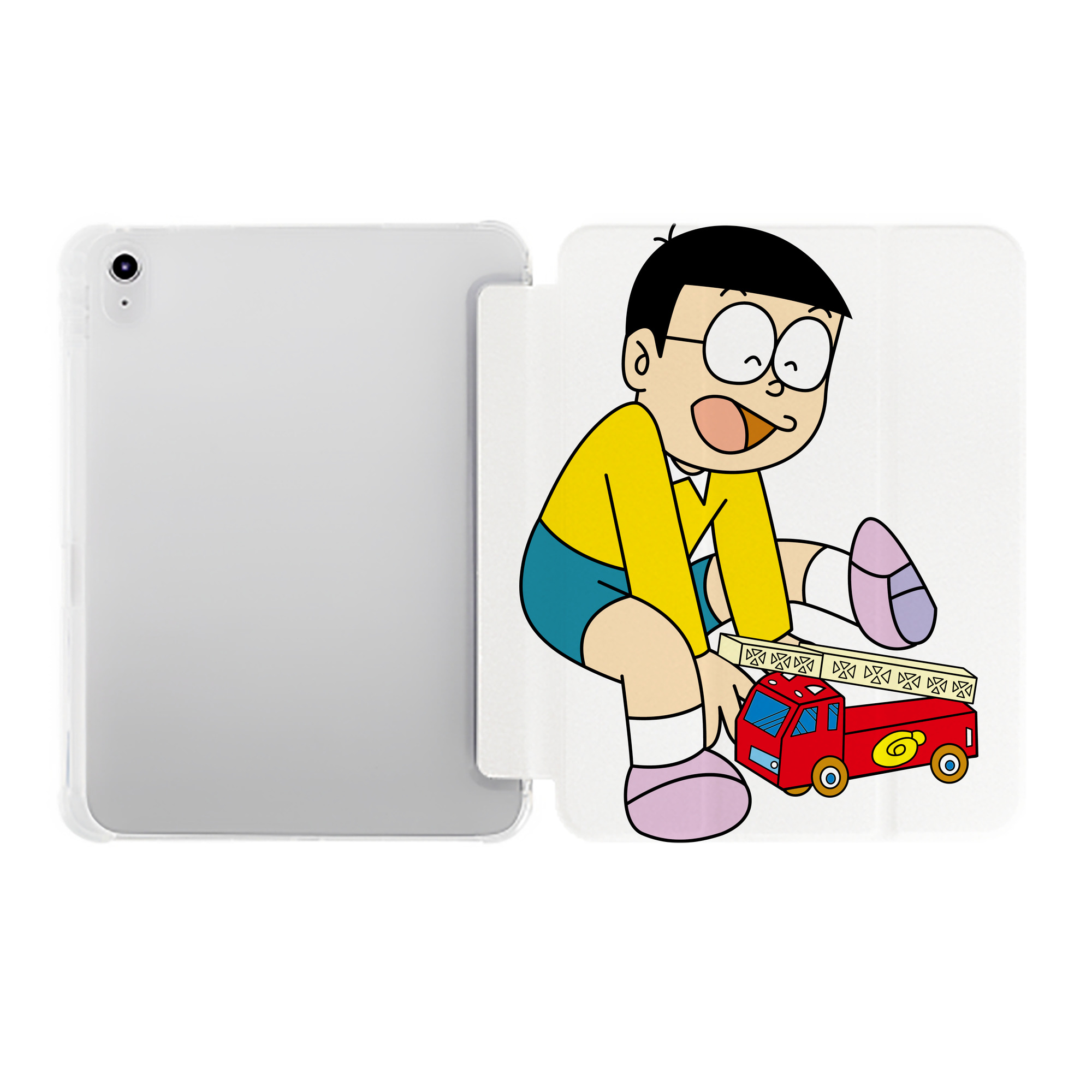 （画像用） ドラえもん 野比 のび太 Doraemon Nobita Nobi IPad ケース ペン収納付き 三つ折りスタンド PUレザー×シリコン 対応機種9.5/10.5/10.9インチ